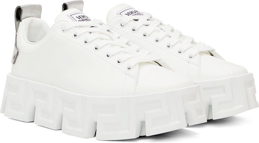 Versace White & Silver 'Greca' Sneakers - Picture 2