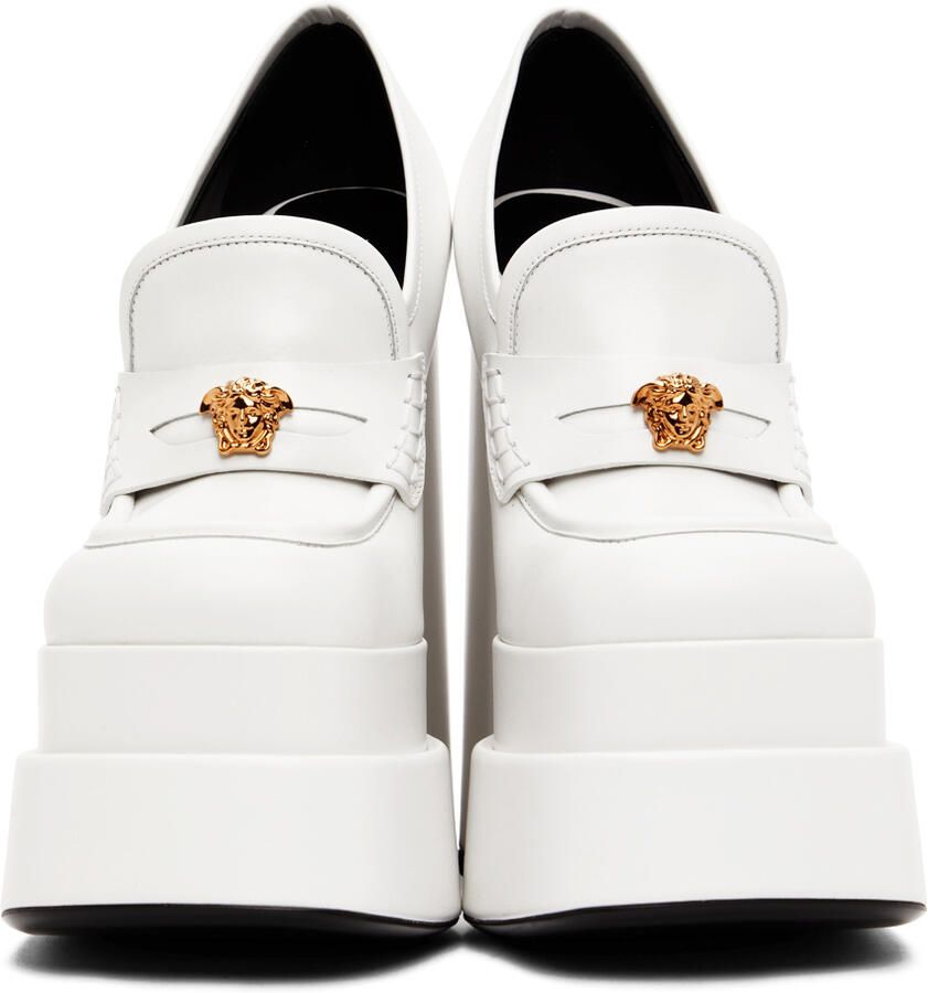 Versace White Intrico Platform Heels