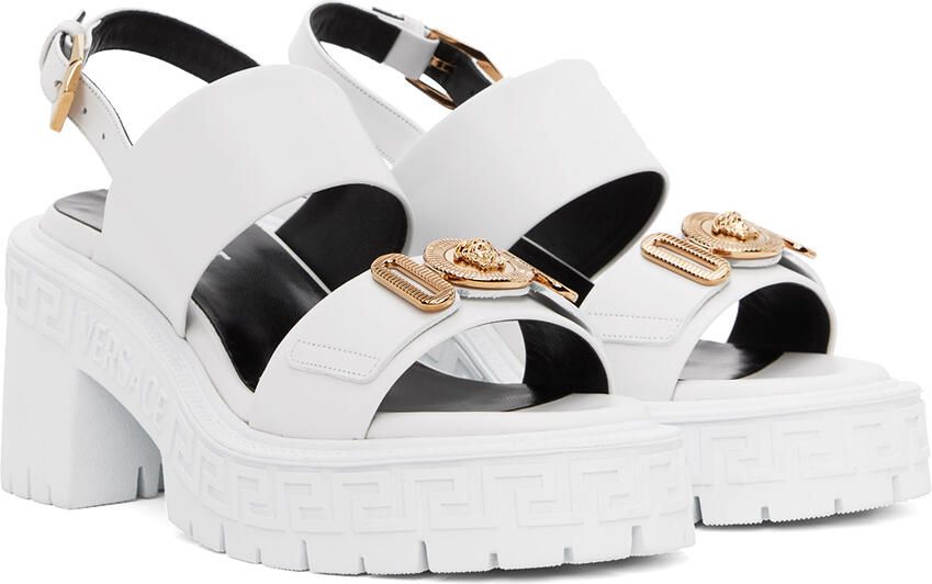 Versace White Medusa Biggie Heeled Sandals - Picture 2