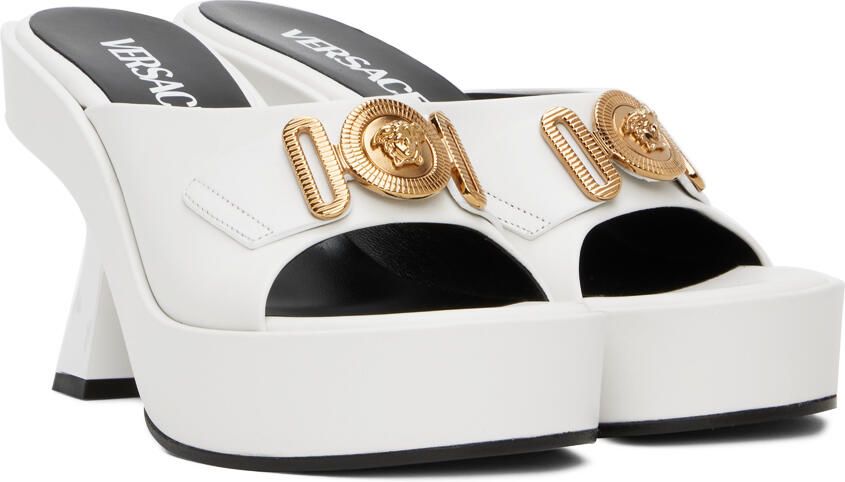 Versace White Medusa Biggie Heeled Sandals - Picture 2