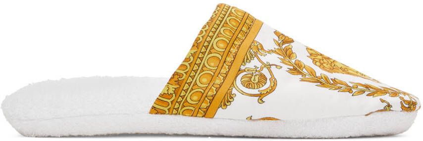 Versace White Baroque Slippers