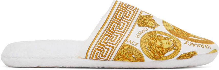 Versace White Medusa Slippers