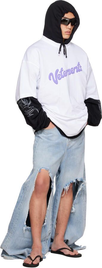 VETEMENTS Black Embossed Flip Flops