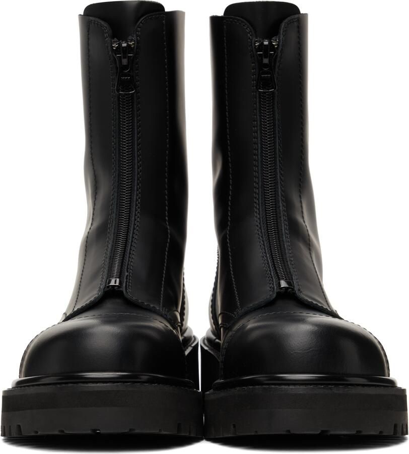 VETEMENTS Leather Zip-Up Police Combat Boots