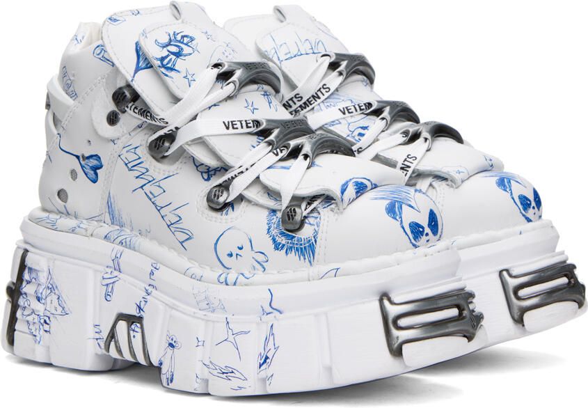 VETEMENTS White New Rock Edition Platform Sneakers - Picture 3