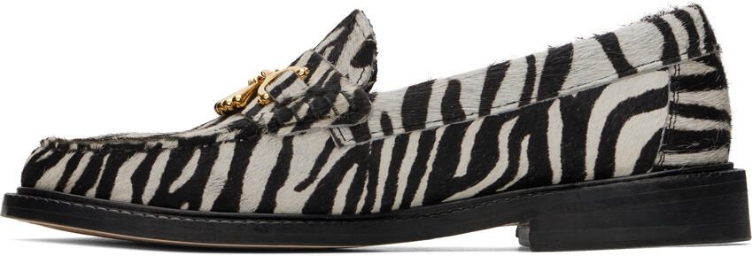 VINNY s Black & White Luxe Mocassin Snaffle Loafers - Picture 3
