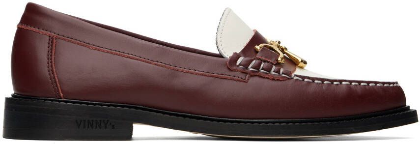 VINNY s Burgundy & White Luxe Mocassin Snaffle Loafers