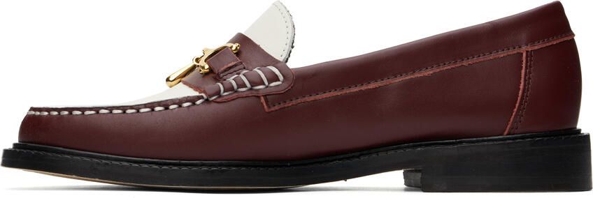 VINNY s Burgundy & White Luxe Mocassin Snaffle Loafers - Picture 3