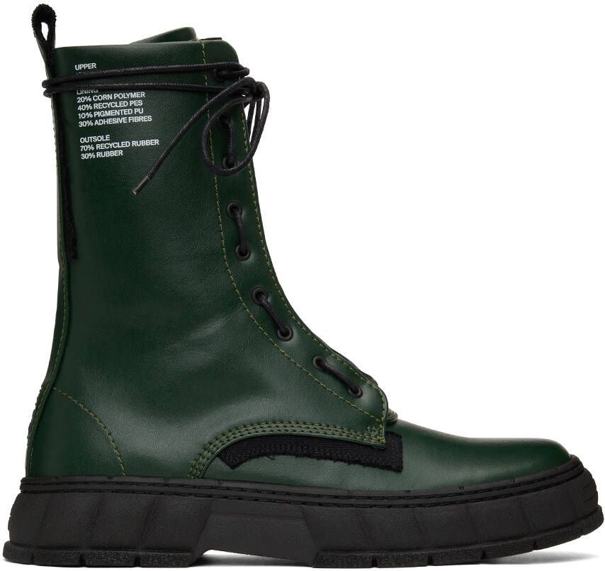 Virón SSENSE Exclusive Green Apple Leather 1992 Zip Boots