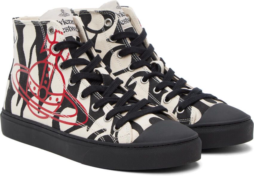 Vivienne Westwood Off-White & Black Plimsoll Sneakers - Picture 2