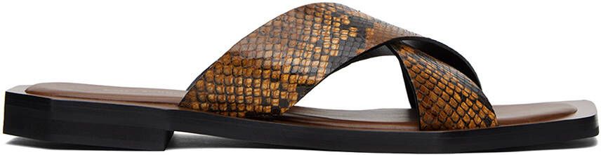 Wales Bonner Brown Snake-Embossed Sandals