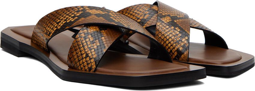Wales Bonner Brown Snake-Embossed Sandals - Picture 2
