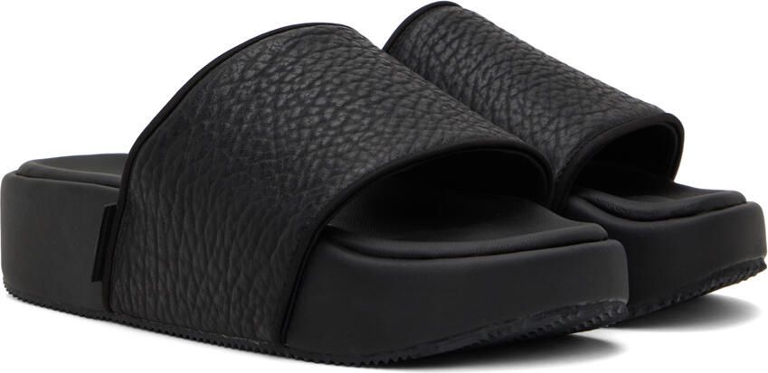 Y-3 Black Leather Platform Slides - Picture 2