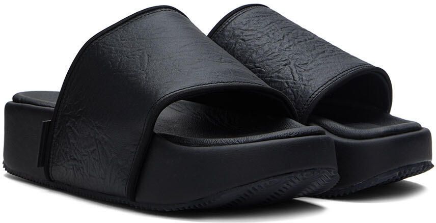 Y-3 Black Leather Slides - Picture 2