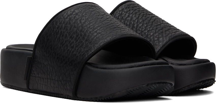 Y-3 Black Leather Platform Slides - Picture 3