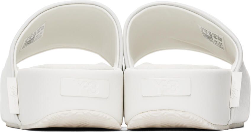 Y-3 White Leather Platform Slides