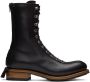 Youths in Balaclava Black Leather Lace-Up Boots - Thumbnail 1