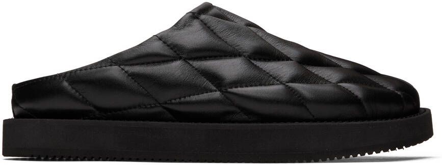 Y's Black Quilted Leather Slippers