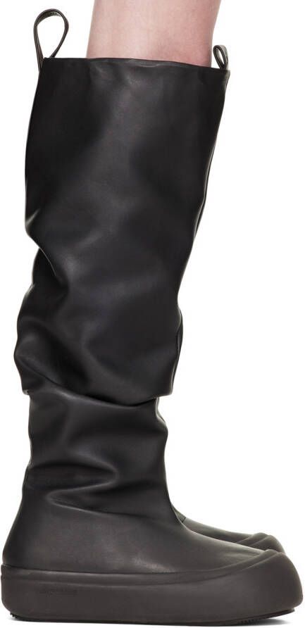 YUME Black Fisherman Faux-Leather Boots