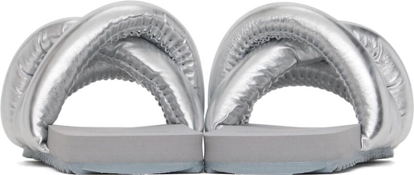 YUME Silver Tyre Faux-Leather Slides - Picture 2