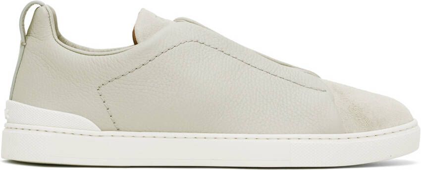 ZEGNA SSENSE Exclusive Gray Leather Triple Stitch Sneakers