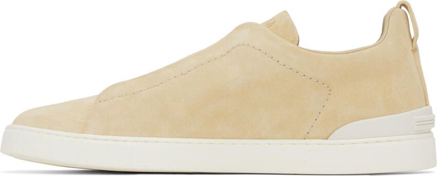 ZEGNA Beige Triple Stitch Sneakers - Picture 3
