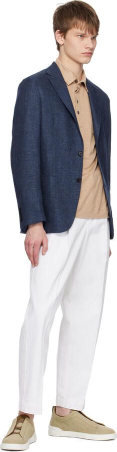 ZEGNA Beige Triple Stitch Sneakers - Picture 4