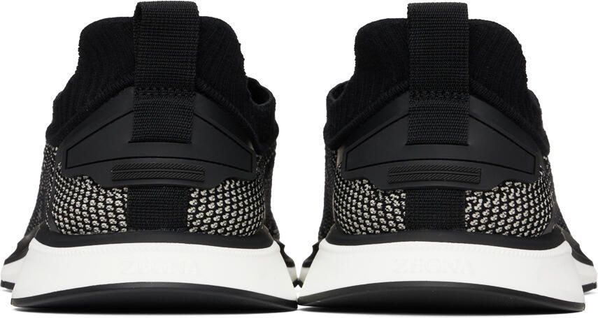 ZEGNA Black & White Slip-On Sneakers - Picture 2