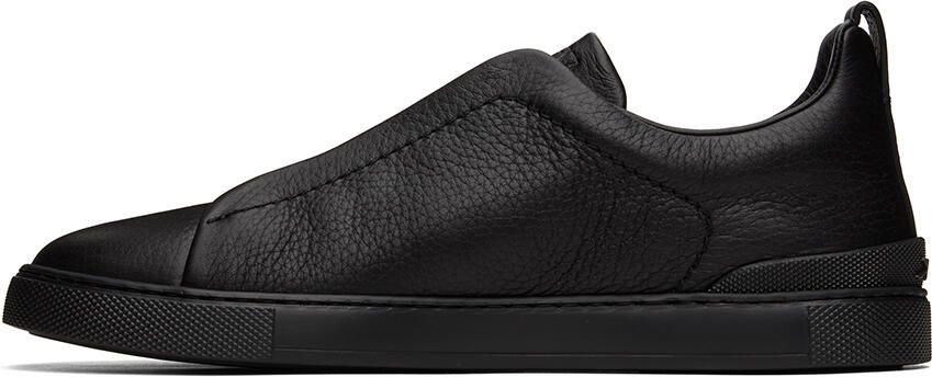 ZEGNA Black Triple Stitch Sneakers - Picture 3