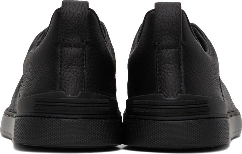 ZEGNA Black Triple Stitch Sneakers