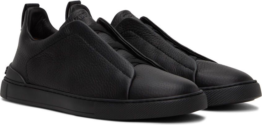 ZEGNA Black Triple Stitch Sneakers - Picture 2