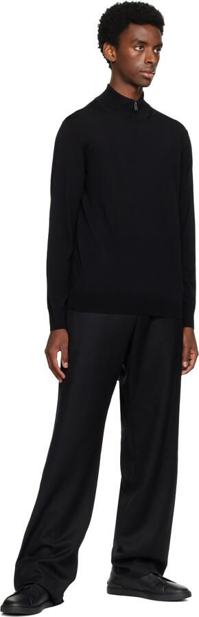 ZEGNA Black Triple Stitch Sneakers - Picture 4