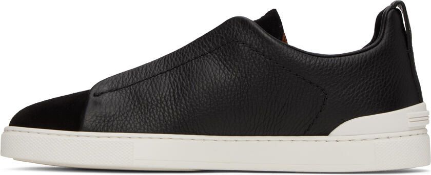 ZEGNA Black Triple Stitch Sneakers - Picture 3