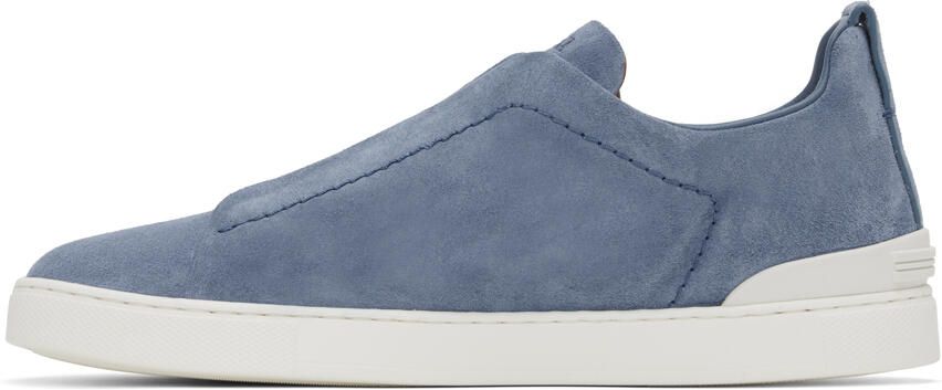 ZEGNA Blue Triple Stitch Sneakers - Picture 3
