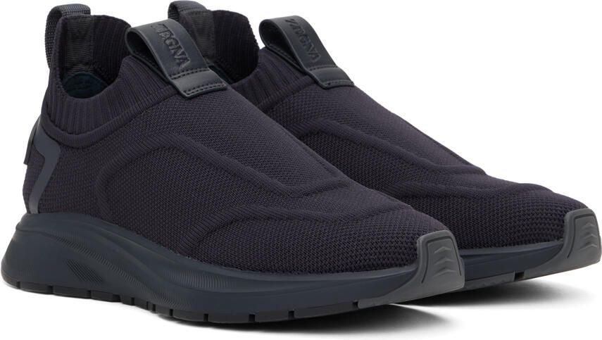 ZEGNA Navy Slip-On Sneakers - Picture 2