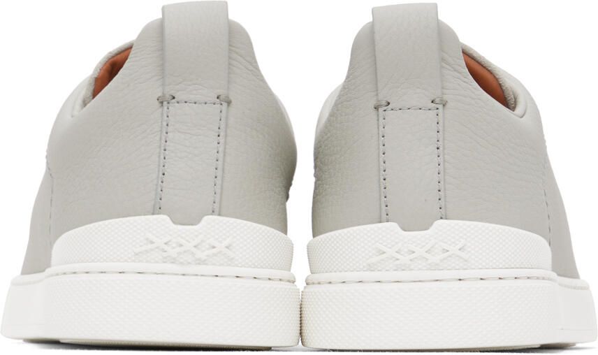 ZEGNA SSENSE Exclusive Gray Leather Triple Stitch Sneakers
